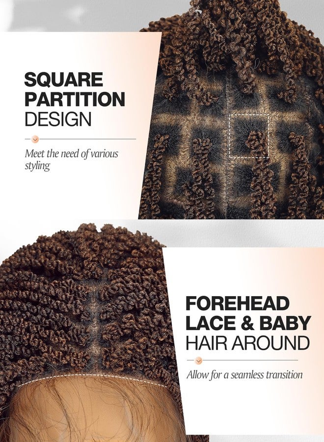 WIGER Ombre Brown Senegalese Twist Braided Wigs Full Double Lace Braided Wig Black Women Mini Twist Braid Curly Wig Spiral Coiled Braid Wigs Pre Plucked with Baby Hair - Image 3